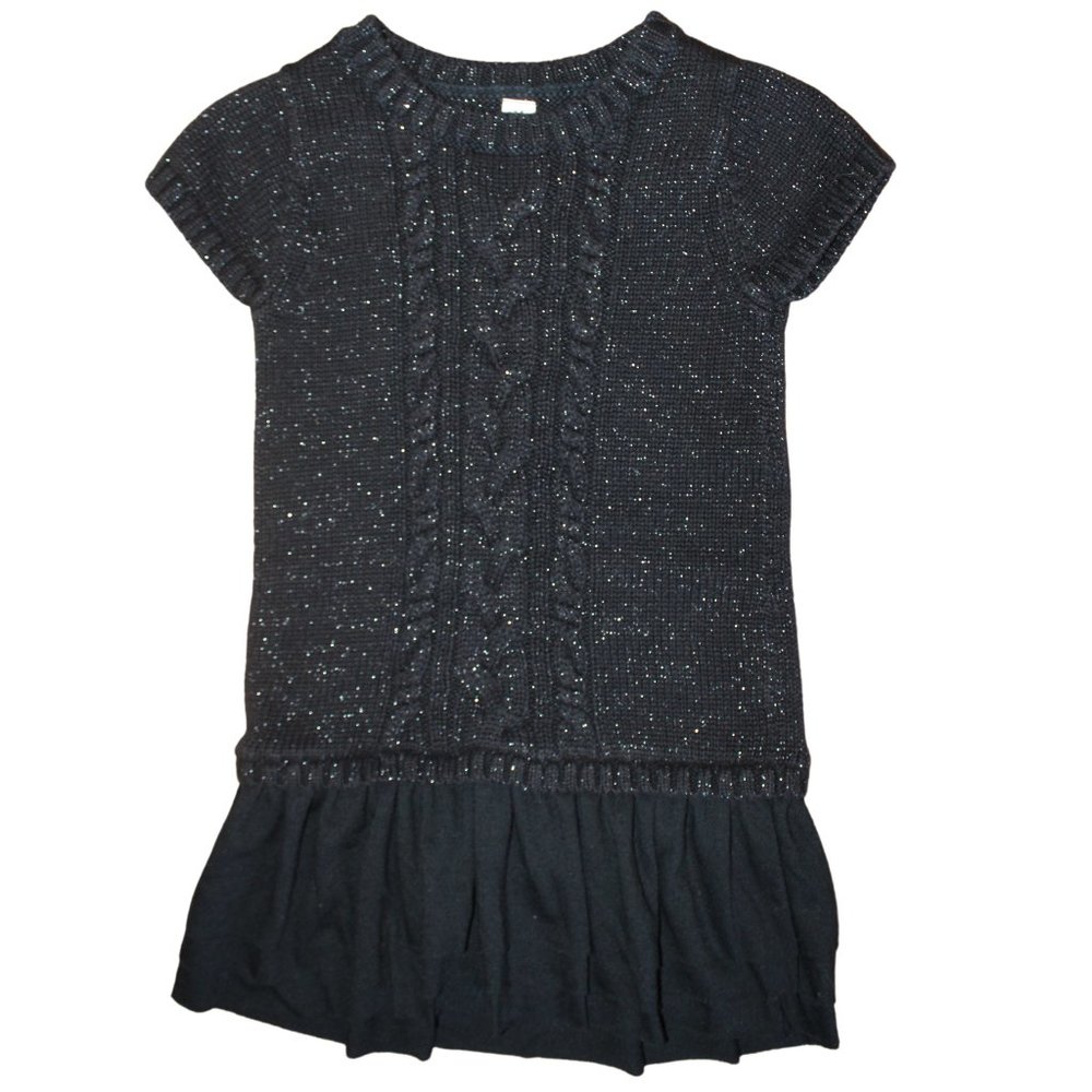 Cherokee Black Knit Toddler Baby Girl Dress Cap Sleeves Layered Skirt Sz24 Month